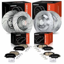 A-Premium Front And Rear Drilled And Slotted Disc Brake Rotors + Ceramic Pads Kit Compatible With Select Mazda Models - CX-5 CX5 2016 2017 2018 2019, 