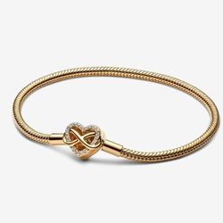 Snake Bracelet Sparkling Infinity Heart Clasp Snake Chain 14k gold size 7.1