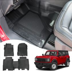 Floor Mats for Ford Bronco Accessory 2021 2022 4 Door, Bronco Accessories, Upgrade Thicker TPE All Weather Guard, 2 Row Floor Mat Liner Set (Injection