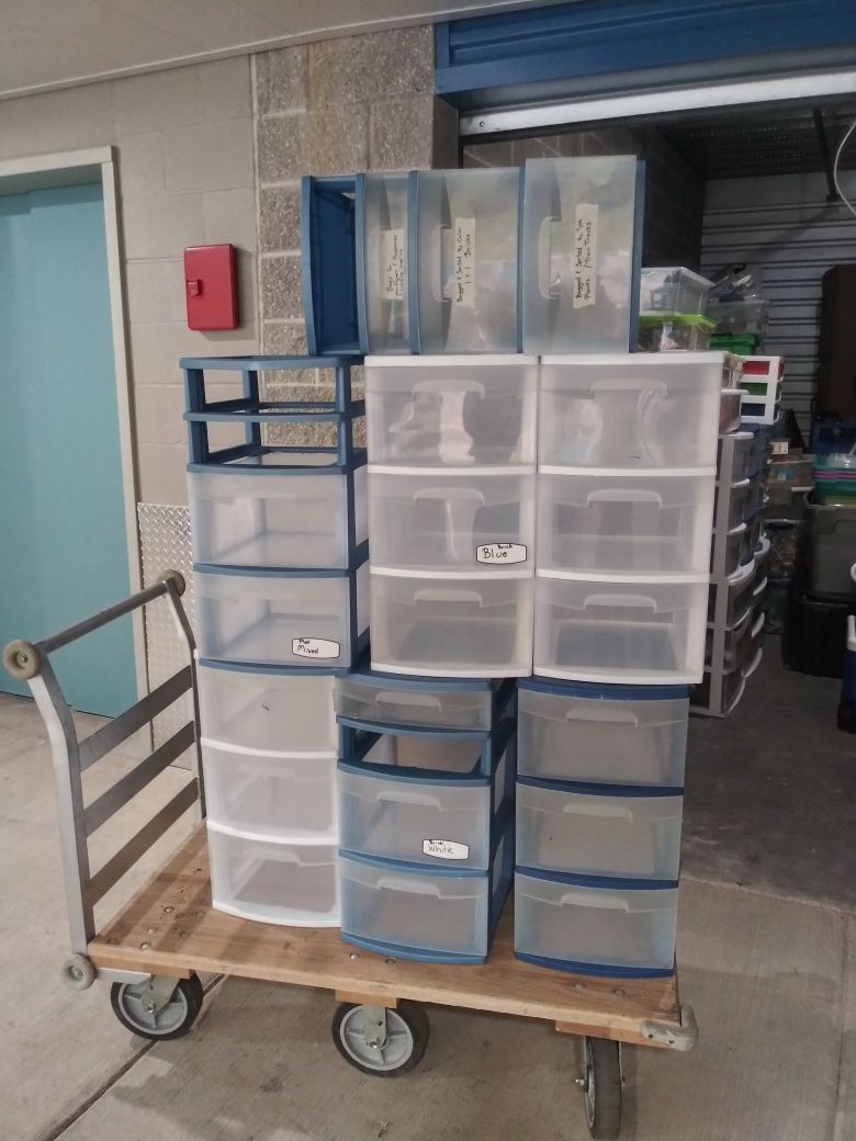 Bunch of plastic Drawers