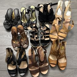 Lot Of 10 Pair Designer Shoes Heels, Wedges Sz 8 