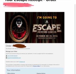 Escape Psycho Circus 2026 Ticket