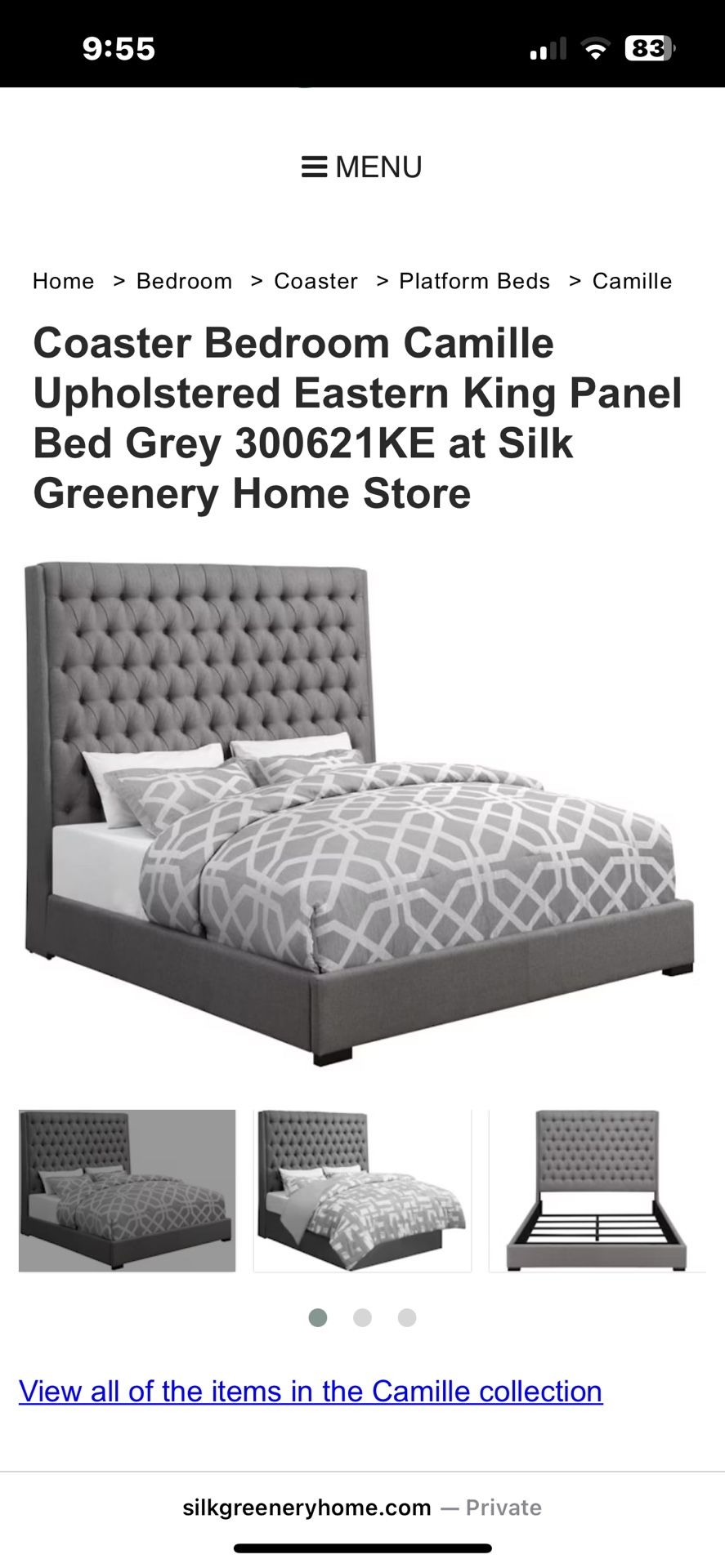 Gray Baseboard California King Bed