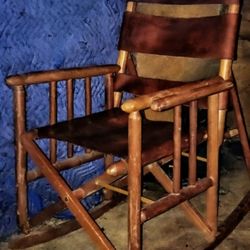 Vintage Folding Leather Rocking Chair
