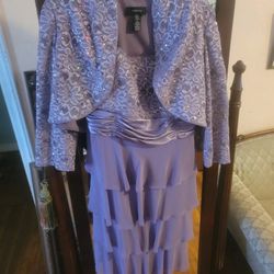 R&M Richards Purple Glistening Sequens Dress Worn Once Or Twice Purple Size 14