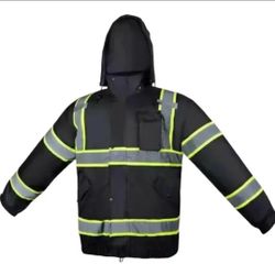 New Insulated Bkack Safety Rain jackets  Small To 5XL ($29.99+ Tax)
