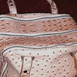 Large Rose Pink Crocodile  Print Purse. SERIOUS INQUIRIES ONLY