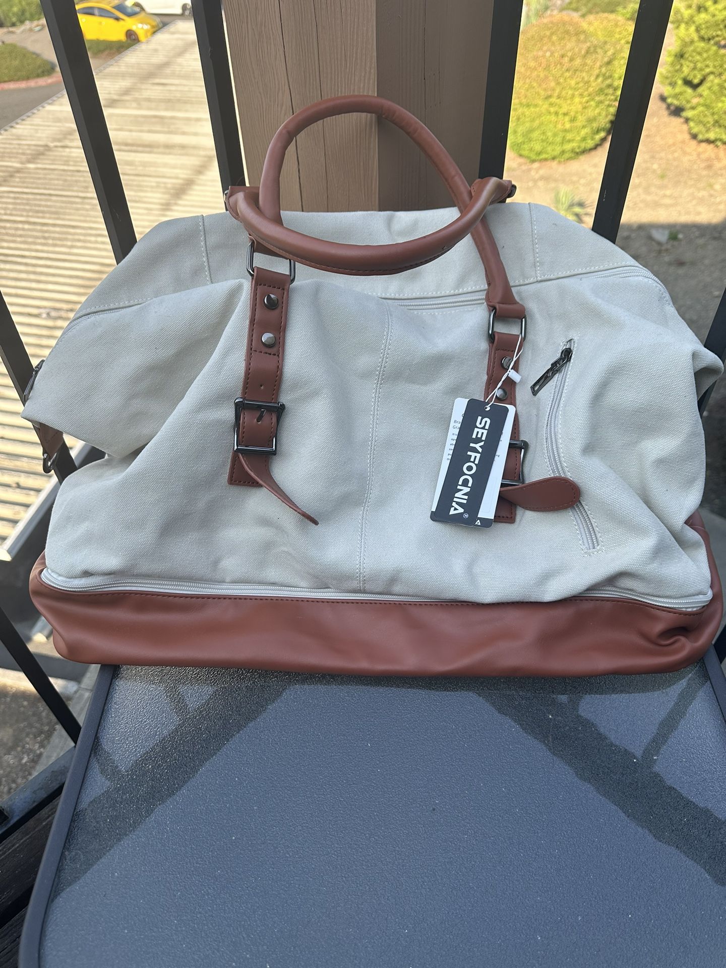 Leather/Canvas Tote Bag