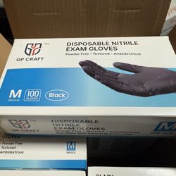MEDIUM BLACK NITRILE GLOVES 