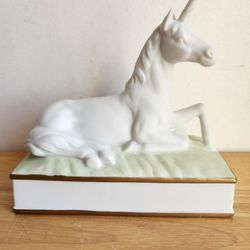 Unicorn Vintage Porcelain Mann Figure Music Box Windup