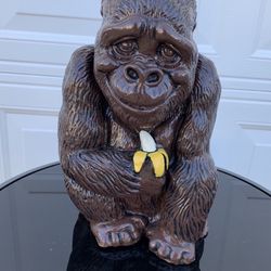 Gorilla Holding Banana Statue
