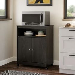 Kitchen Microwave Cart, Black Oak