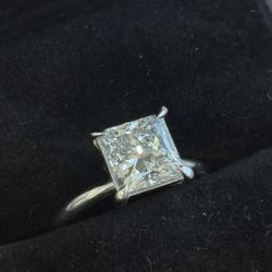 New 2.6 Carat Princess Diamond Engagement Ring 14k White Gold
