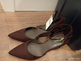 Calvin Klein Brown Suede Pointed-Toe Flats