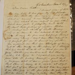1844 Columbus Ohio Letter Re: Cousins talk Life & Marriage -Compare Slavery to Marriage 2 Letters.  See Transcription 