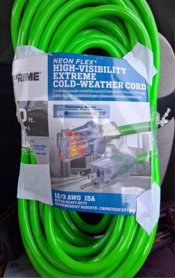 Outdoor 50' Neon Extreme Cold Outdoor Extension Cord 