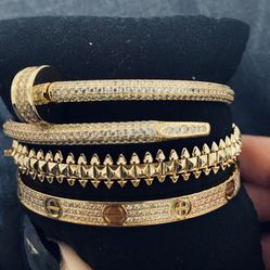 Set of three bracelets, stainlees steel, high quality zirconium, for daily use