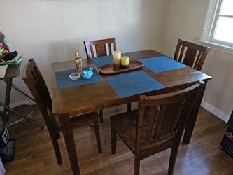 Dark Wood Dining Table with 4 Chairs