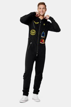 Halloween Adult Costume-Aviator Onesie | Black