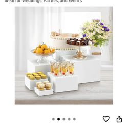 6 Pcs Acrylic White Square Dessert Display Set