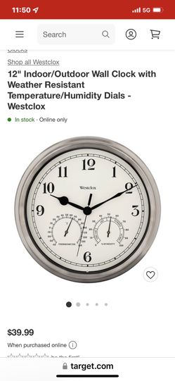 Westclox 12” Indoor / Outdoor Clock (NEW)