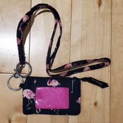 Vera Bradley Pink Flamingo ID/Cardholder & Matching Lanyard