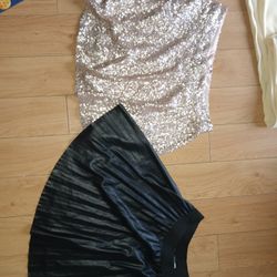 Women's Medium And Fashion Nova Small Pleated High Waisted Skirt Bundle 