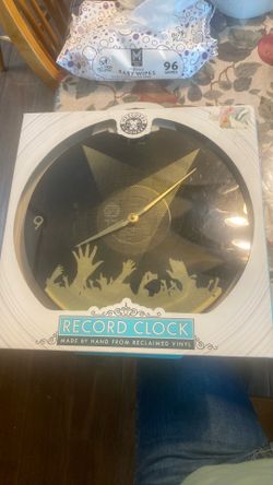 Wrecords by Monkey Vinyl Record Hanging Wall Clock Analog Music Black/Gold