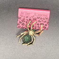 Green / Gold Spider Brooch