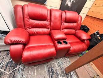 Recliner sofa red leather like new