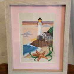 Beach Scene Framed Embroidery 