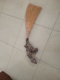Handmade Natural Fiber Broom with Driftwood Handle