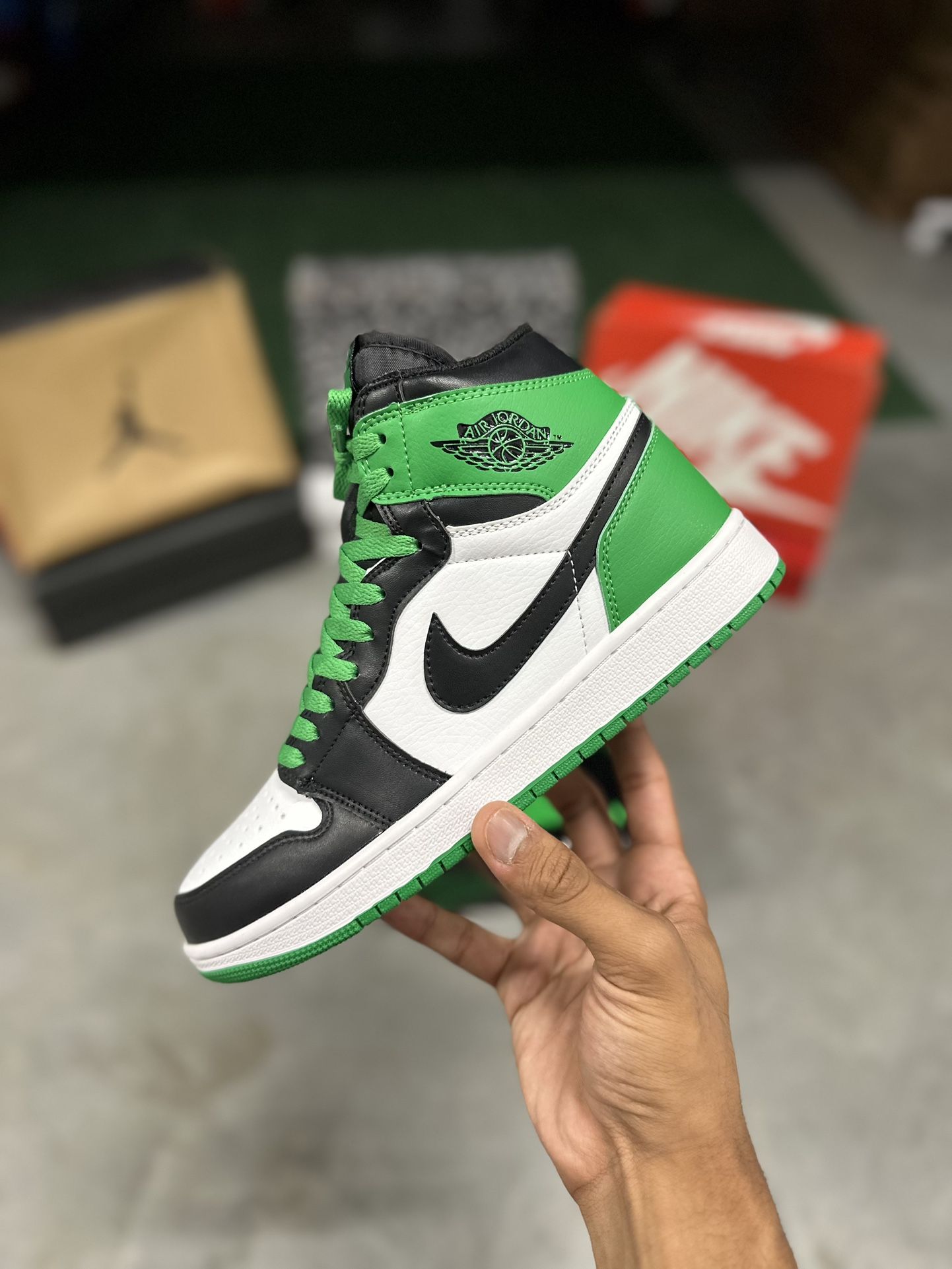 Men’s 8.5, Woman’s 10 - “Lucky Green” Jordan 1's 🍀