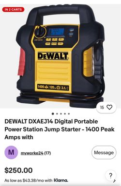 DEWALT DXAEJ14 PORTABLE COMPRESSOR AND BATTERY JUMPER