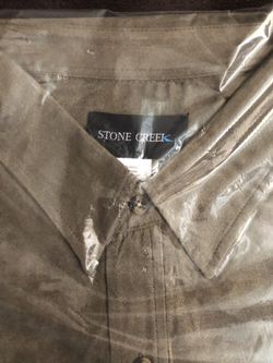 NEW STONE CREEK OLIVE SUEDE DRESS SHIRT 