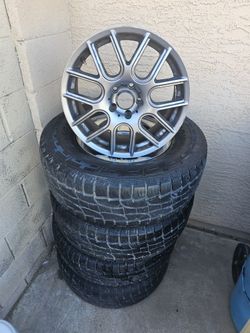 4 Tires And Rims Used. 3 Tires Good One Flat.