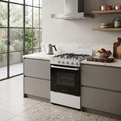 Premium Levella 20" Freestanding Propane Gas Stove, 4 Gas Burners, 62L Oven, Stainless Steel Cooktop, White – Export Only (PGS2001)