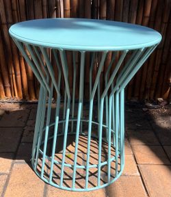 Round Metal Side Table Teal Blue