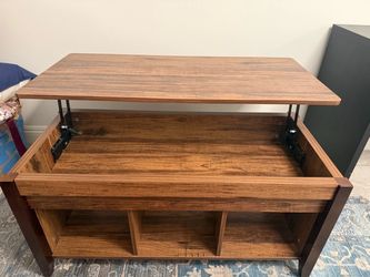 Lift-Top Coffee Table with Storage Shelves