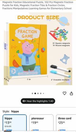 Children’s book fraction game 3+ new nuevo