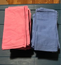 Linen table napkins cloths 19x20" blue/ pink