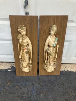 Oriental Wall Asian China, Japan Art, Statue, Figurine, Tapesry, Vintage