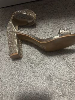 Silver Rhinestone Block Heel Sandal