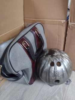 Galaxie 300 Bowling Ball Gray Pearl Marble Swirl with Leather bag