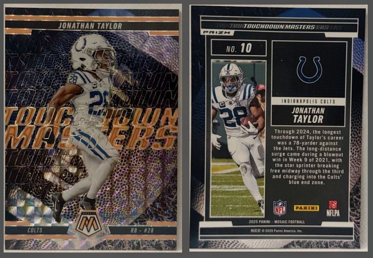 2025 Panini Mosaic - Jonathan Taylor - Touchdown Masters Mosaic Orange Fluorescent
