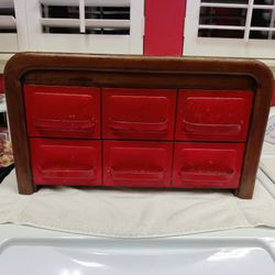 ANTIQUE WOOD/METAL HERB CABINET