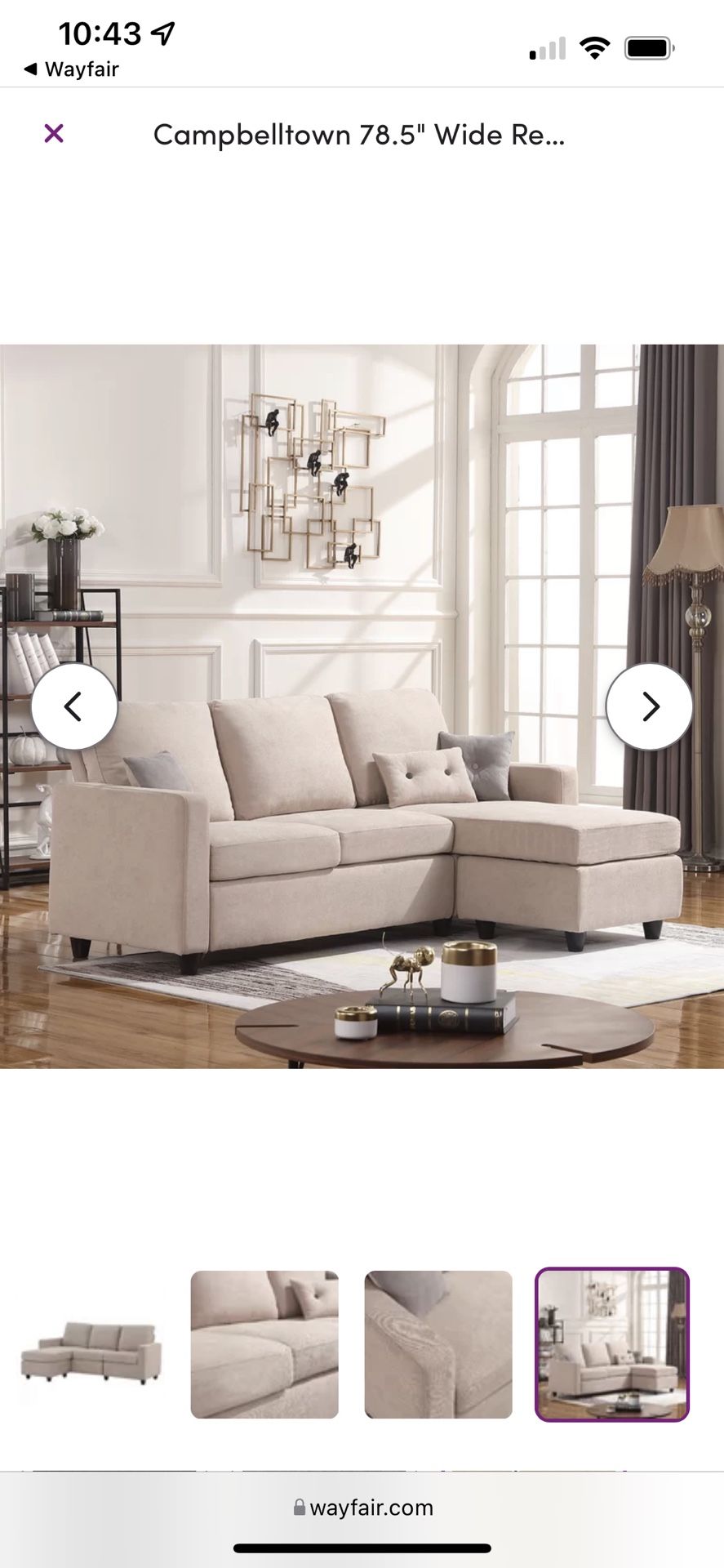 Beige Chaise Sofa Sectional