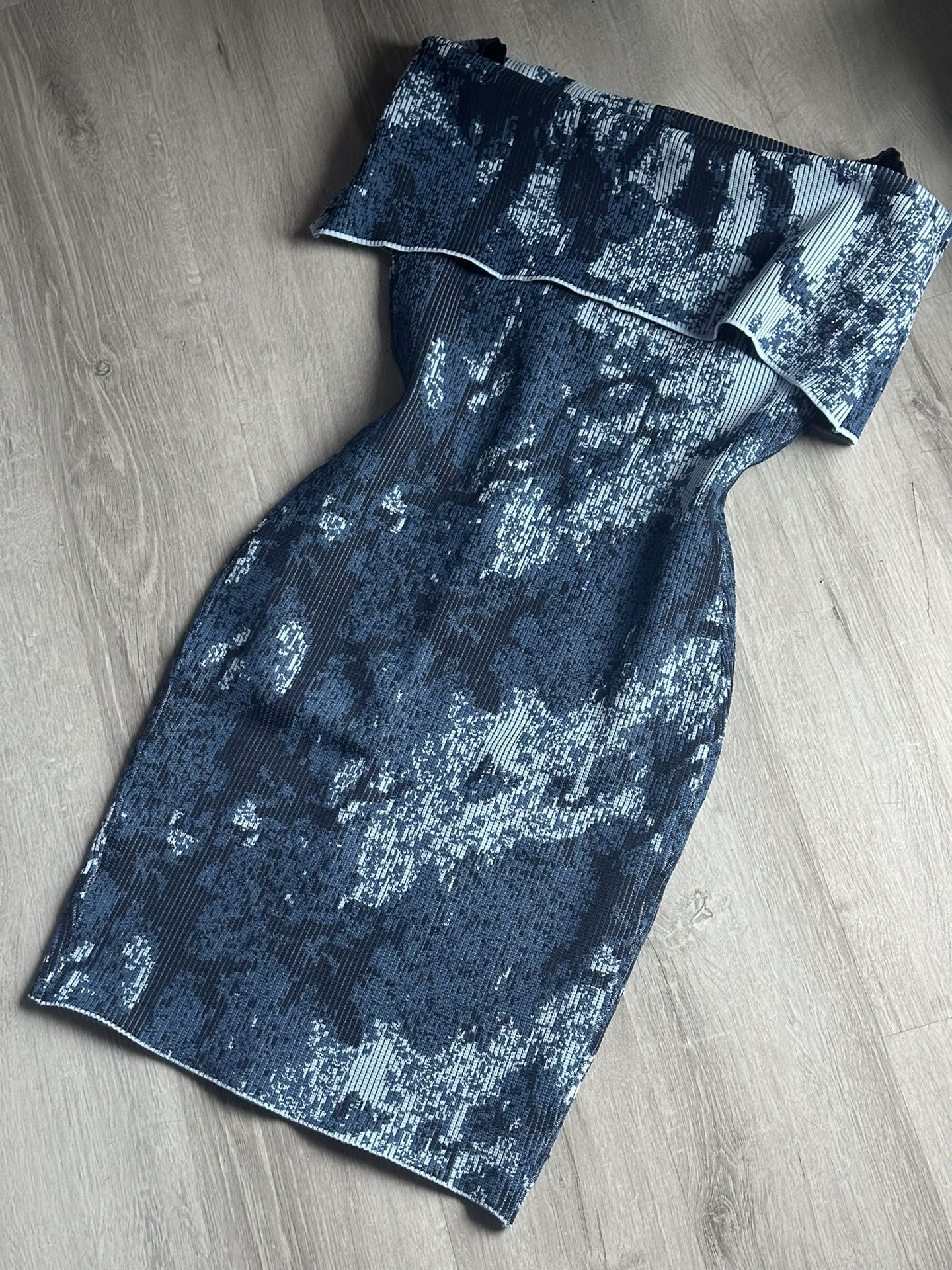 Blue Off The Shoulder Midi Dress