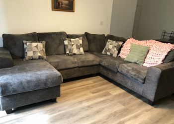Large Gray Sectional Sofa with Chaise