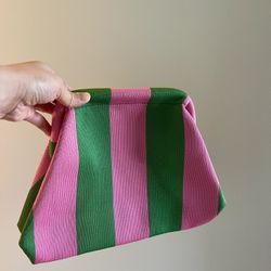 Summer Striped Dumpling Clutch (Green/Pink)